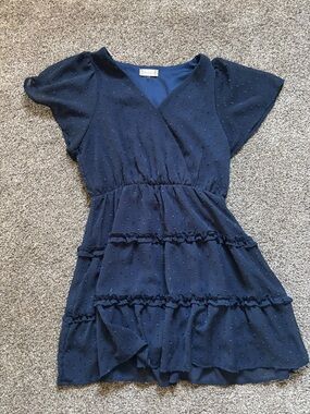 Altar'd State Navy Textured Tiered Dress